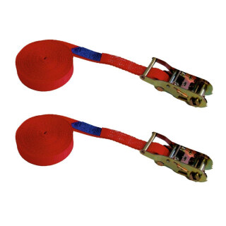 2x Spanngurt »5m / 25mm« Druckratsche, bis 1500daN, rot