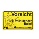 Warnschild &raquo;Freilaufender Bulle&laquo; Kunststoff...