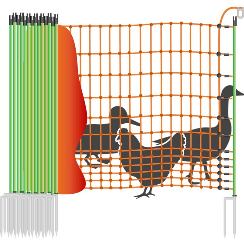 112 cm Geflügelnetz grün 50m Doppelspitze elektrifizierbar KB292220 Netz 
