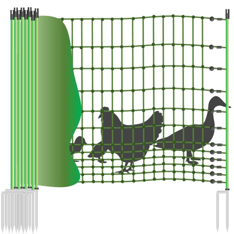 mobiler Zaun für Hühner 25m 2 Spitzen 112cm