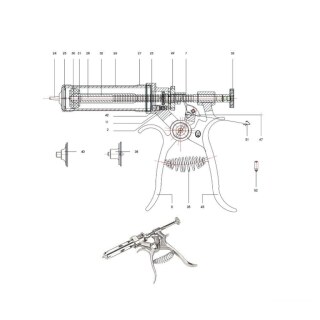 Ersatzteile Roux-Revolver »HSW« Nr 1 - 52, Dichtung, Kolben, Griff